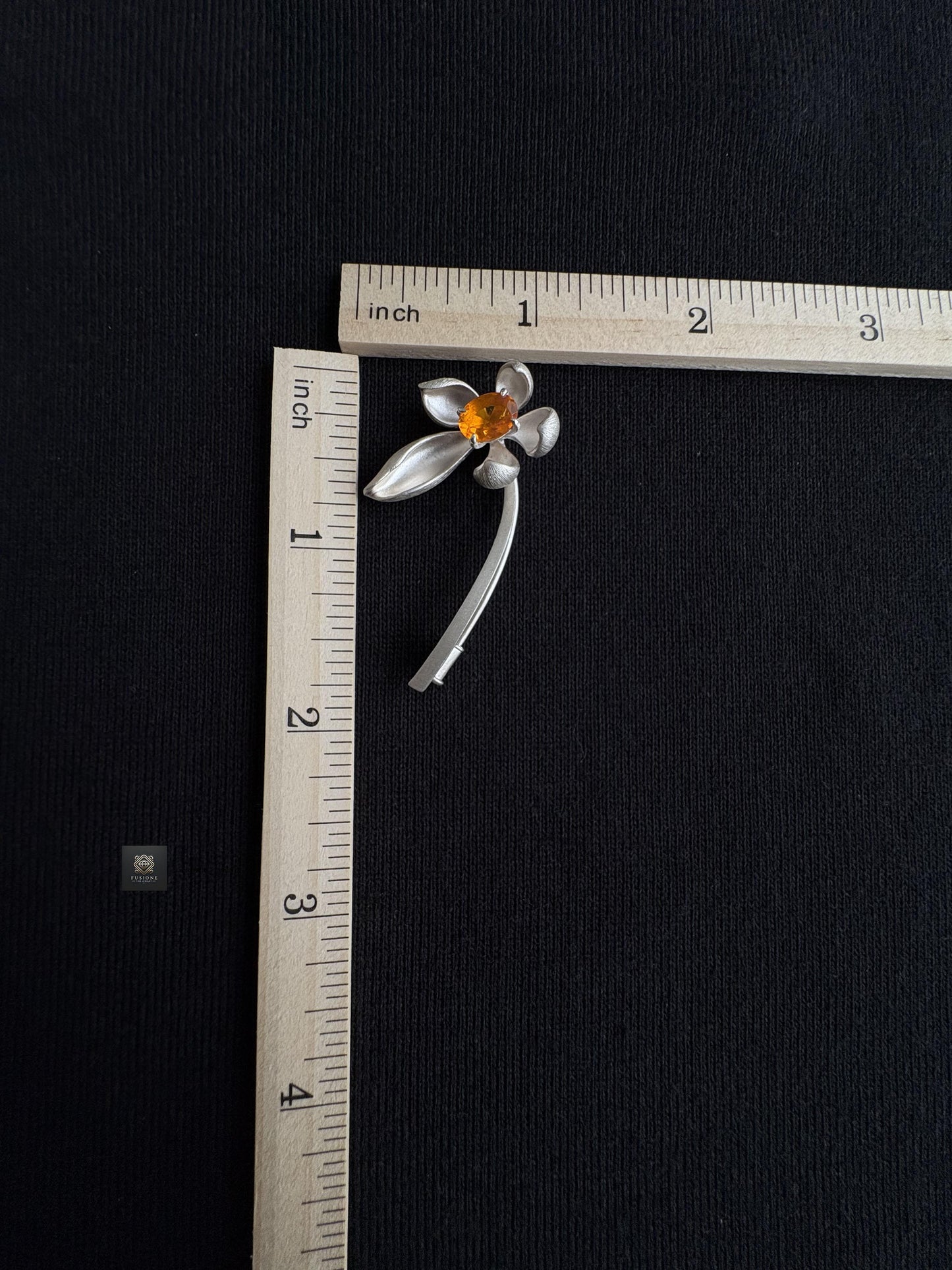 S925 Silver Natural Mexican Fire Opal lotus Brooch Pendant