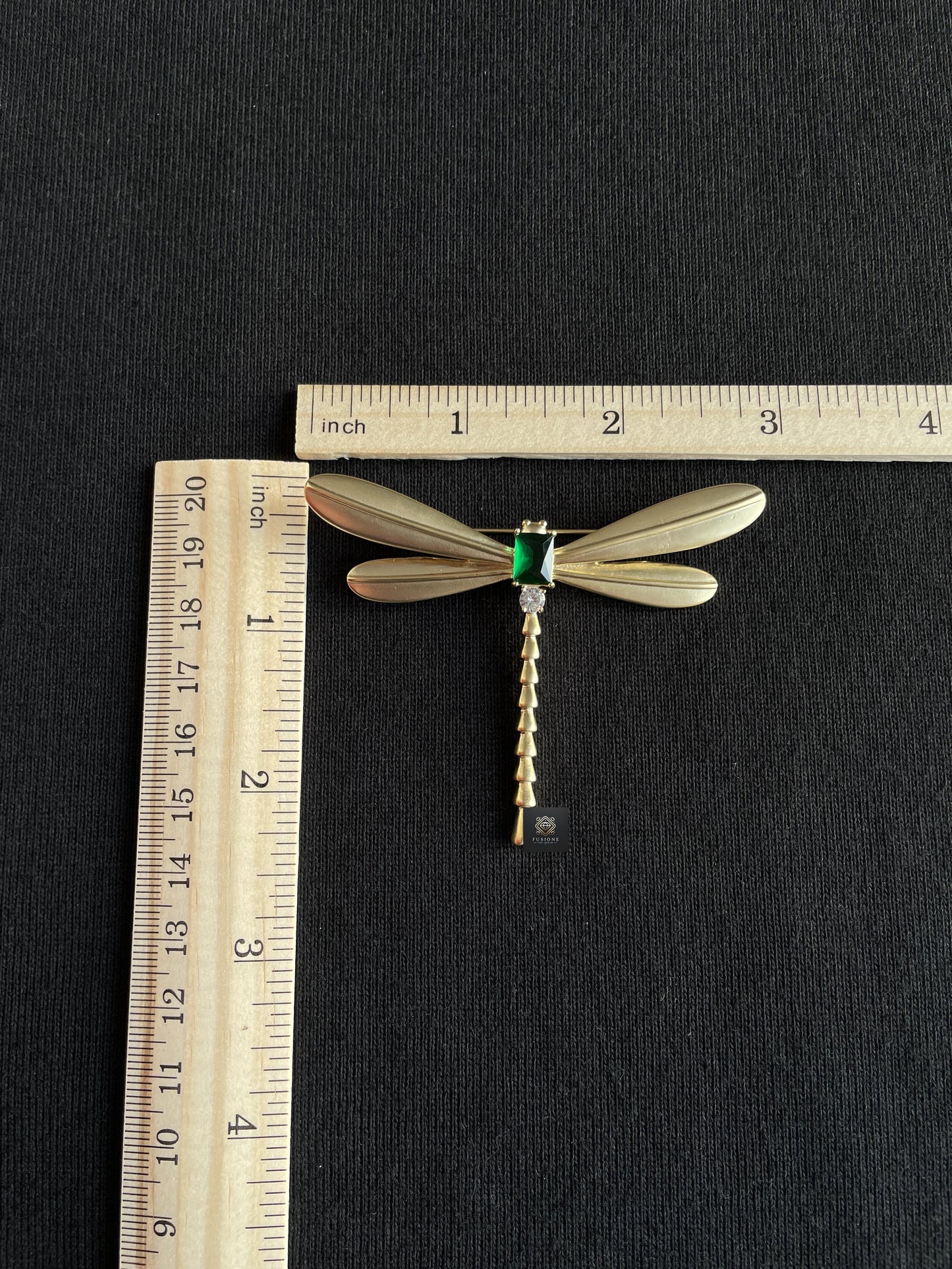 Emerald dragonfly brooch pendant