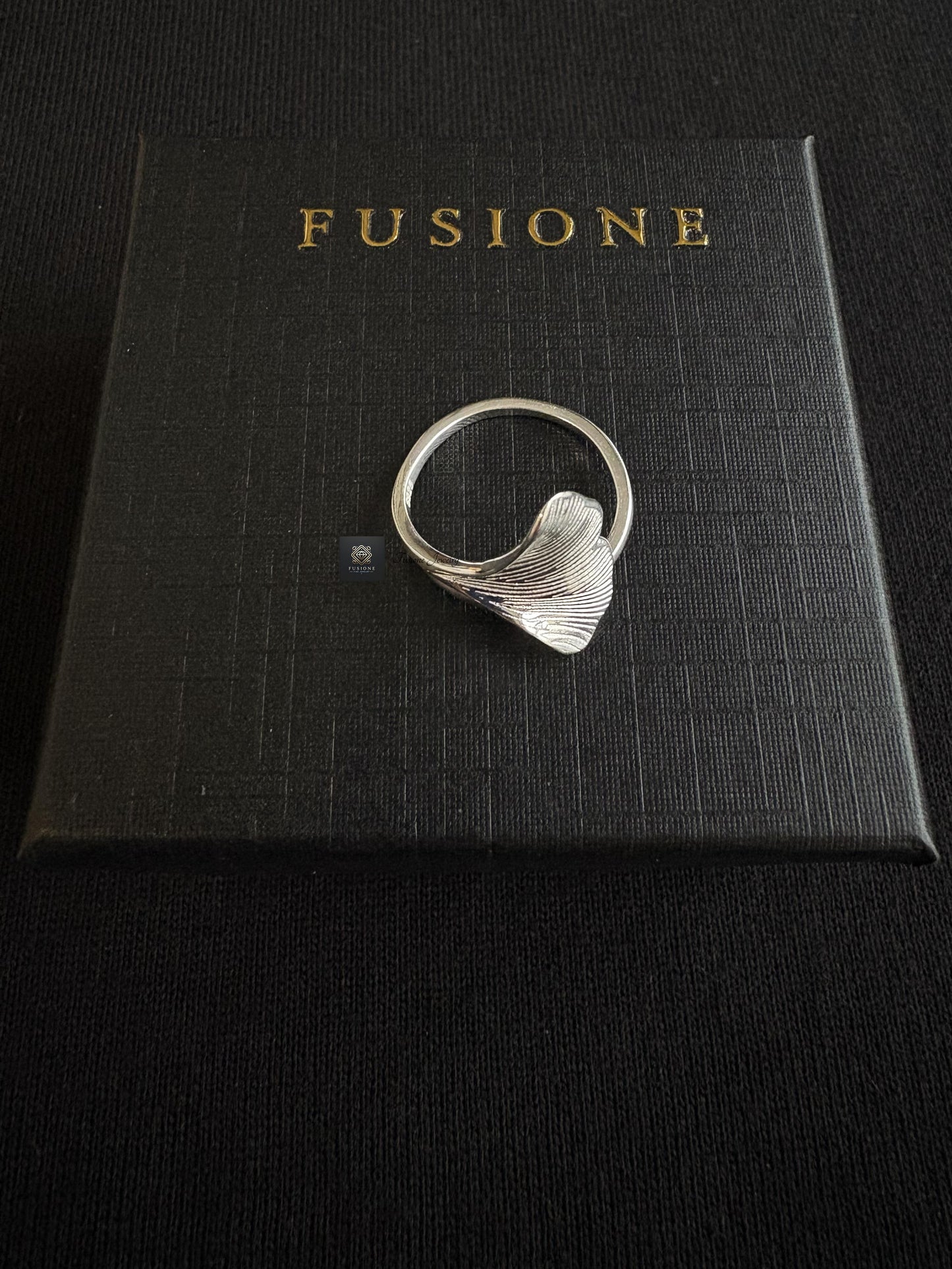 Adjustable S925 Silver ginkgo ring