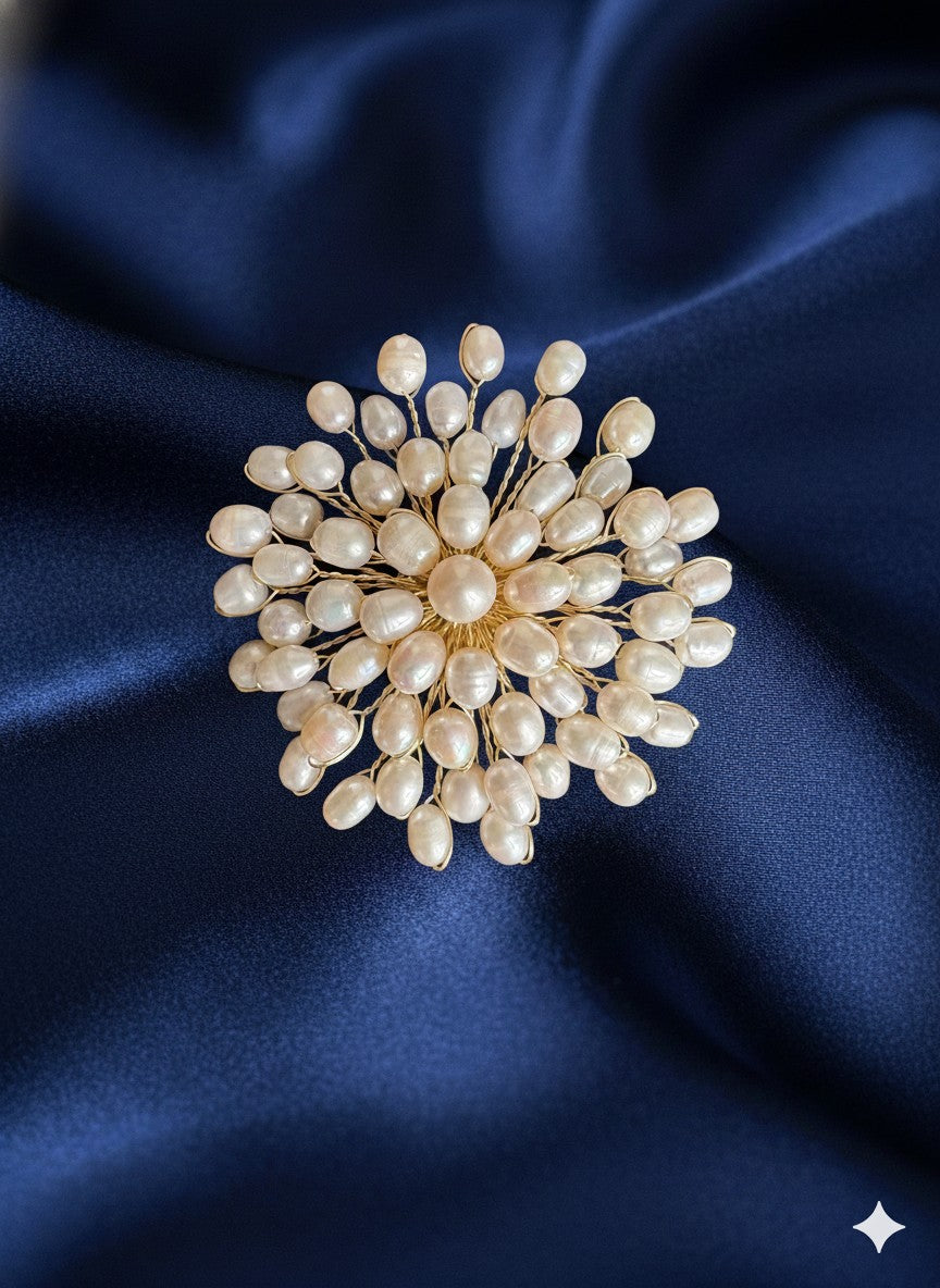 White Freshwater Pearl Fireworks Brooch Pendant