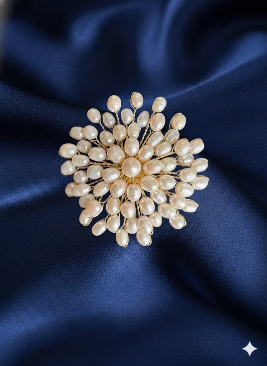 White Freshwater Pearl Fireworks Brooch Pendant