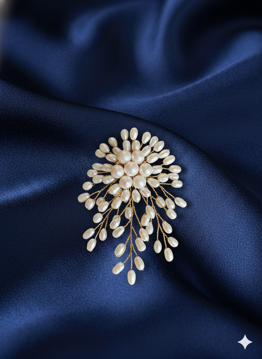 White Freshwater Pearl Flower Brooch Pendant