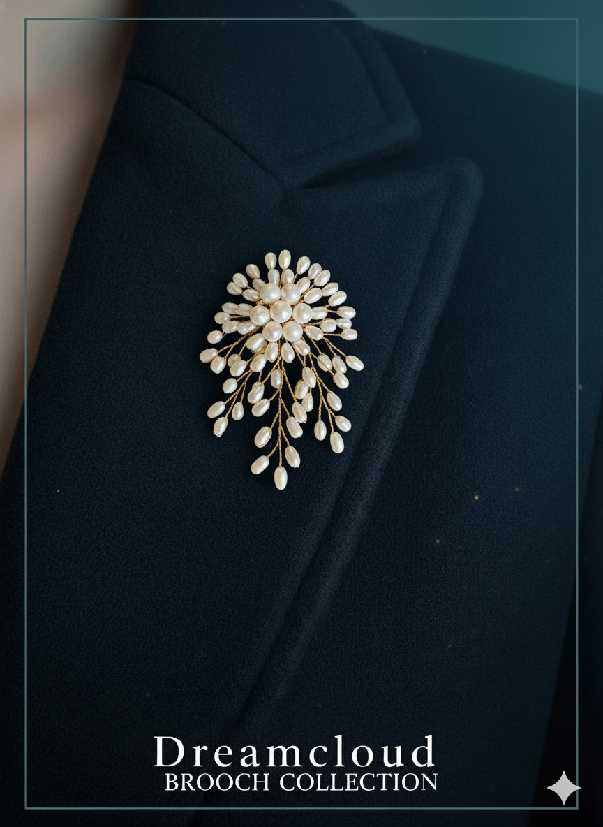 White Freshwater Pearl Flower Brooch Pendant