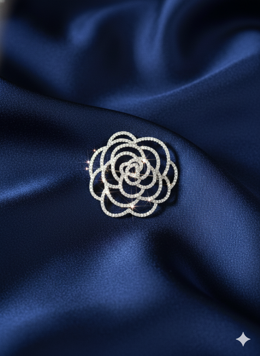 5.0 carats lab grown diamond s925 silver camellia brooch Pendant