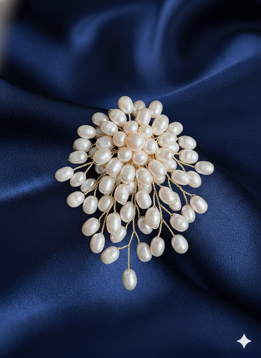 White Freshwater Pearl Flower Brooch Pendant