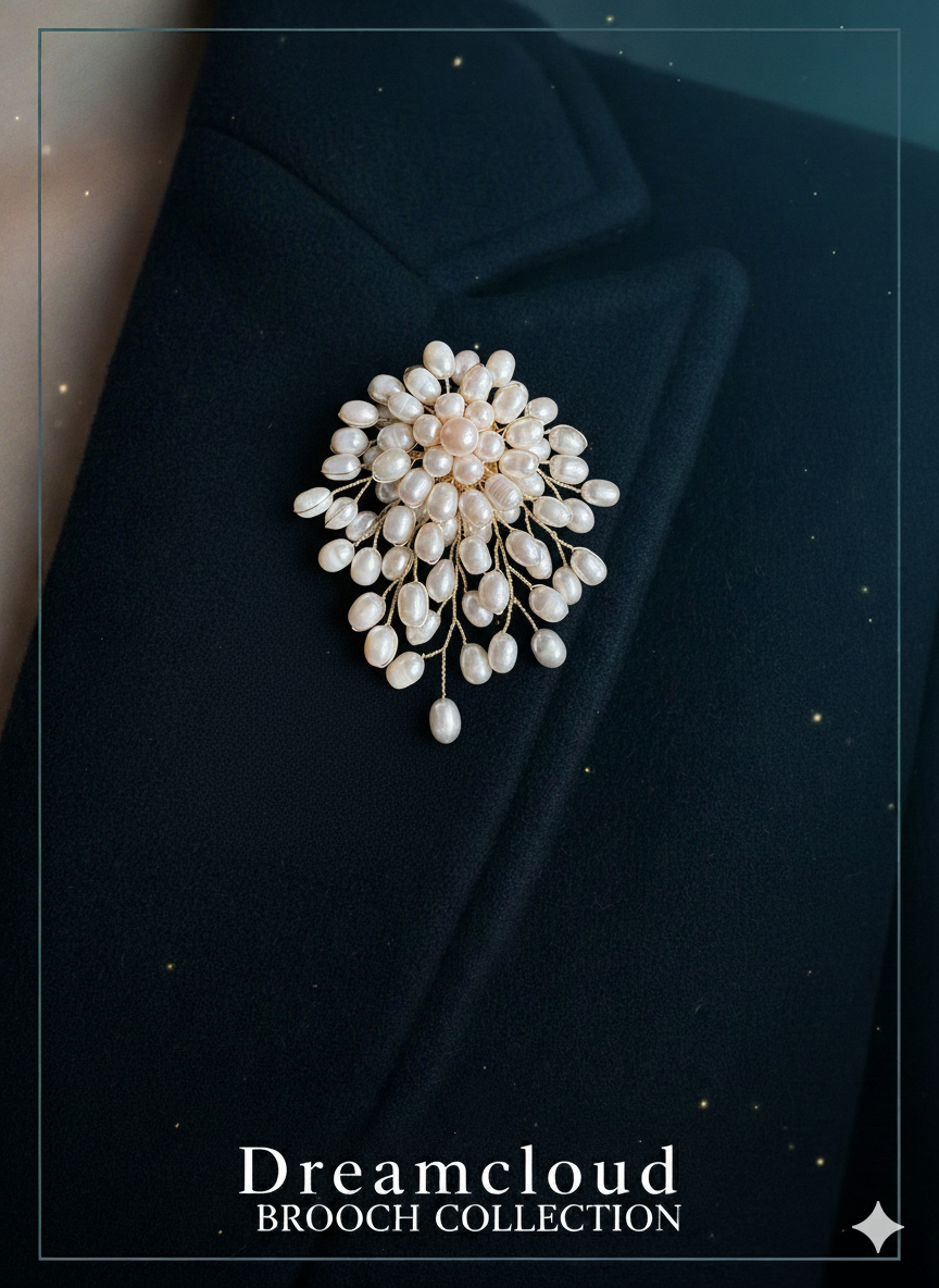 White Freshwater Pearl Flower Brooch Pendant