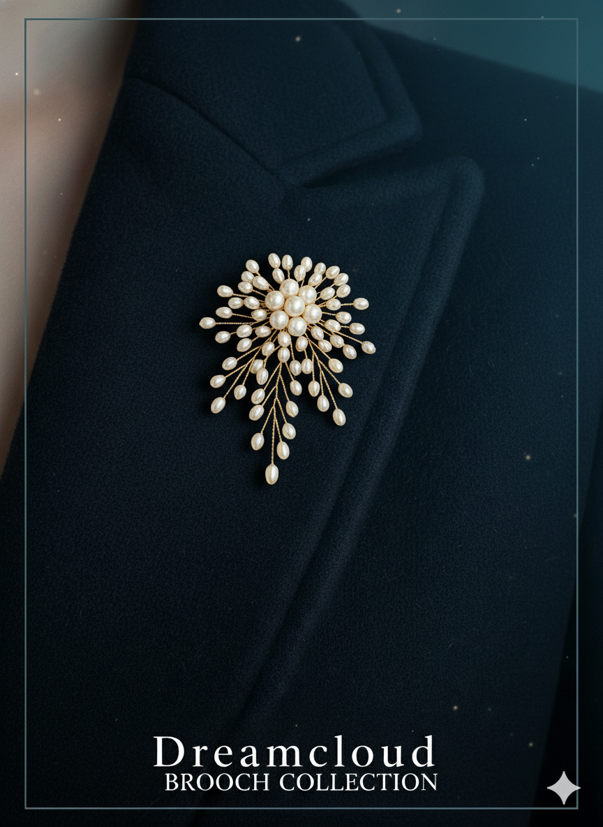 Handmade white Top Grade Freshwater Pearl Flower Brooch Pendant