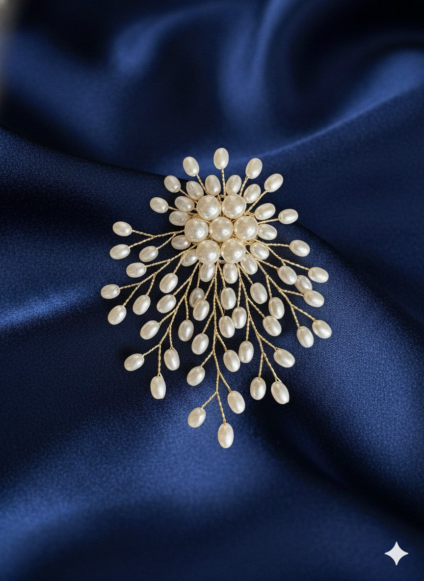 White Artificial Pearl Flower Brooch (Free Gift)