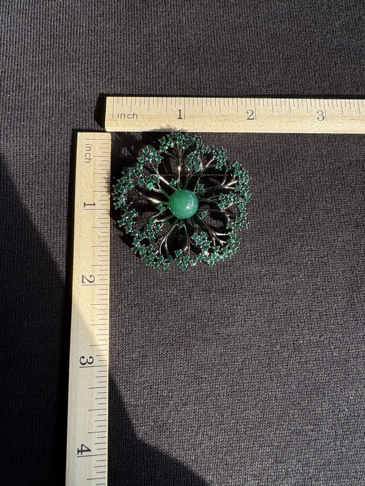 Emerald dandelion brooch pendant