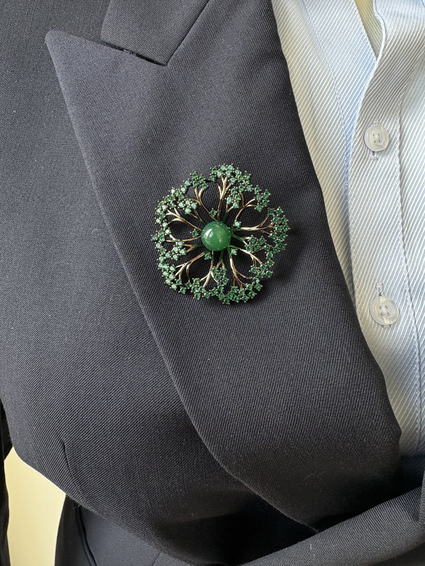 Emerald dandelion brooch pendant