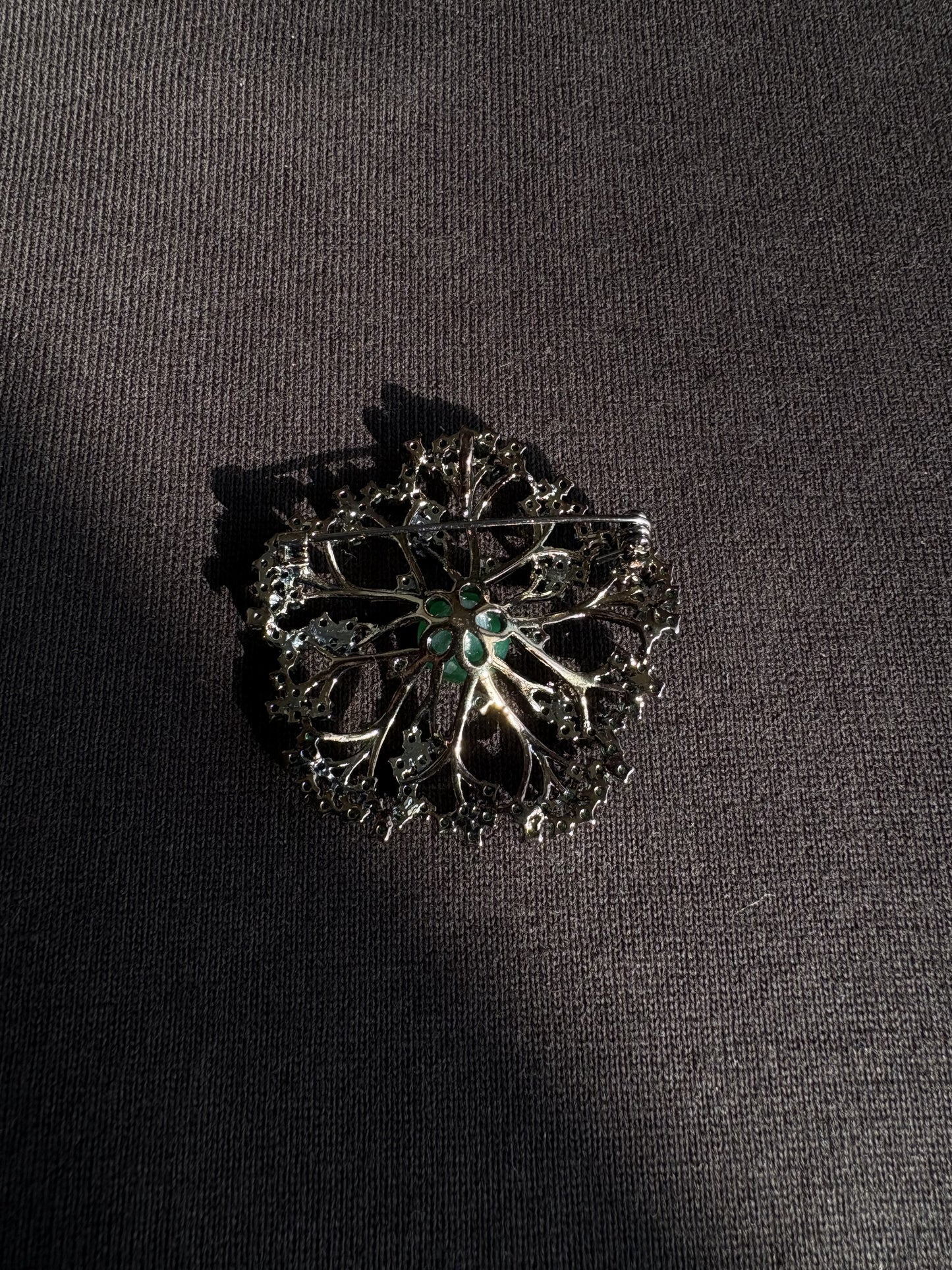 Emerald dandelion brooch pendant