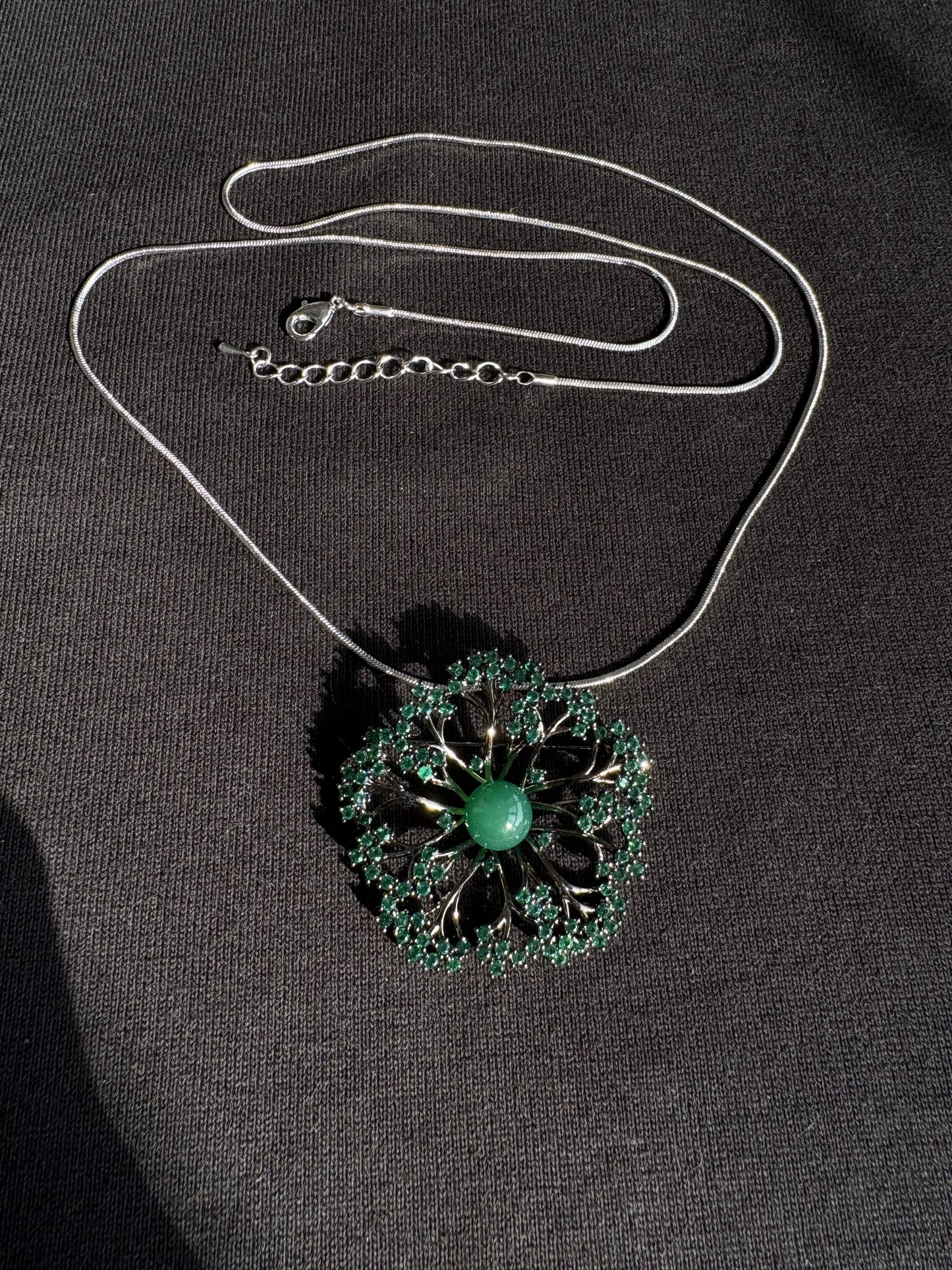 Emerald dandelion brooch pendant