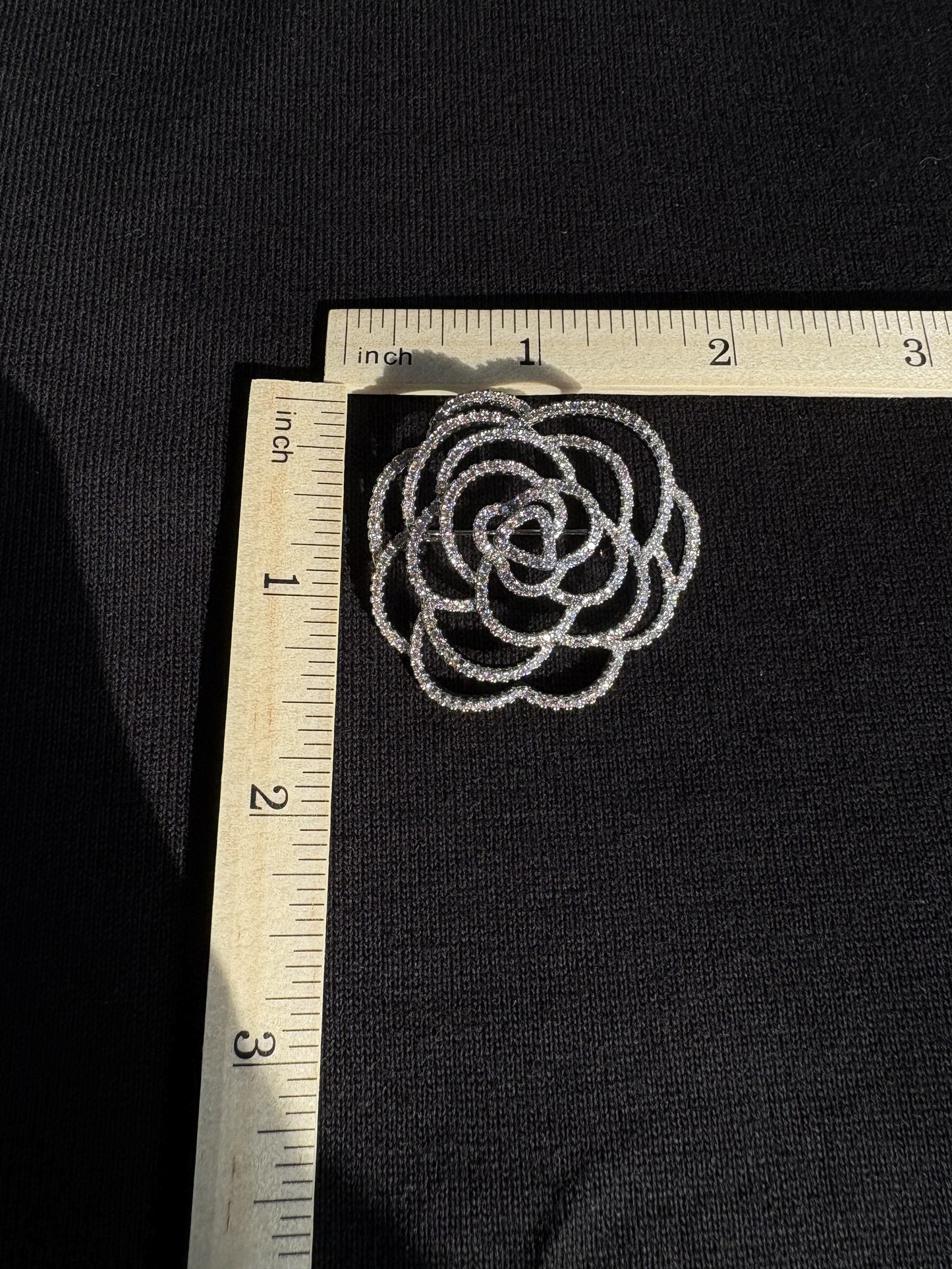 Silver/Gold diamond camellia brooch Pendant
