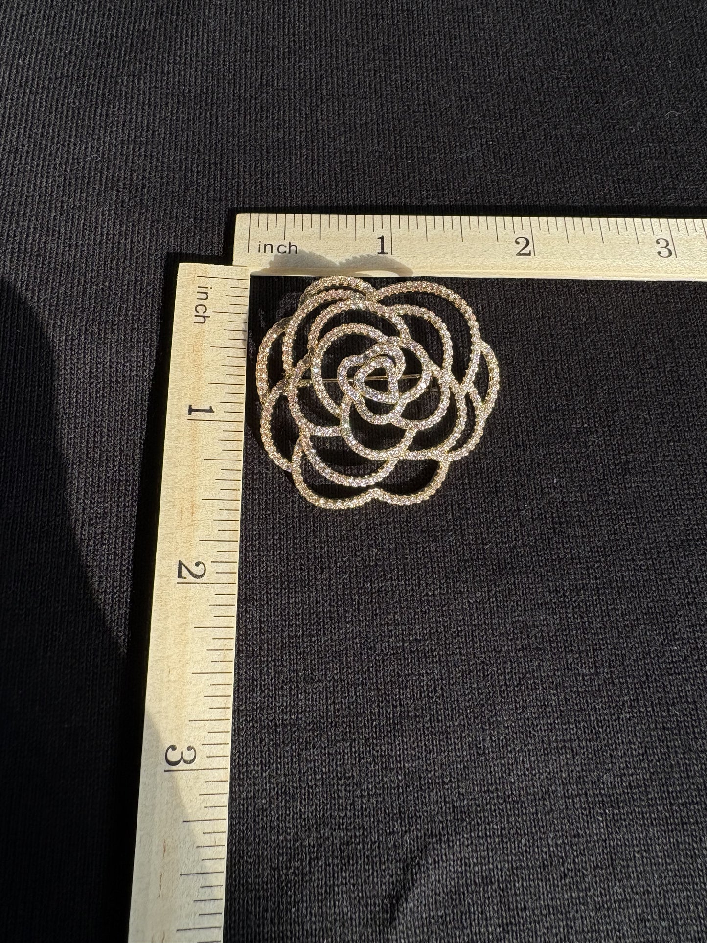 Silver/Gold diamond camellia brooch Pendant