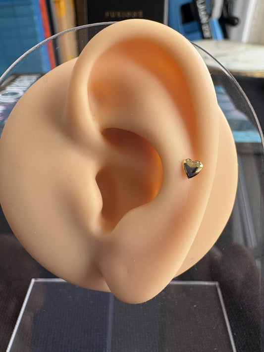 Minimalist  18k Solid gold heart studs,Earrings