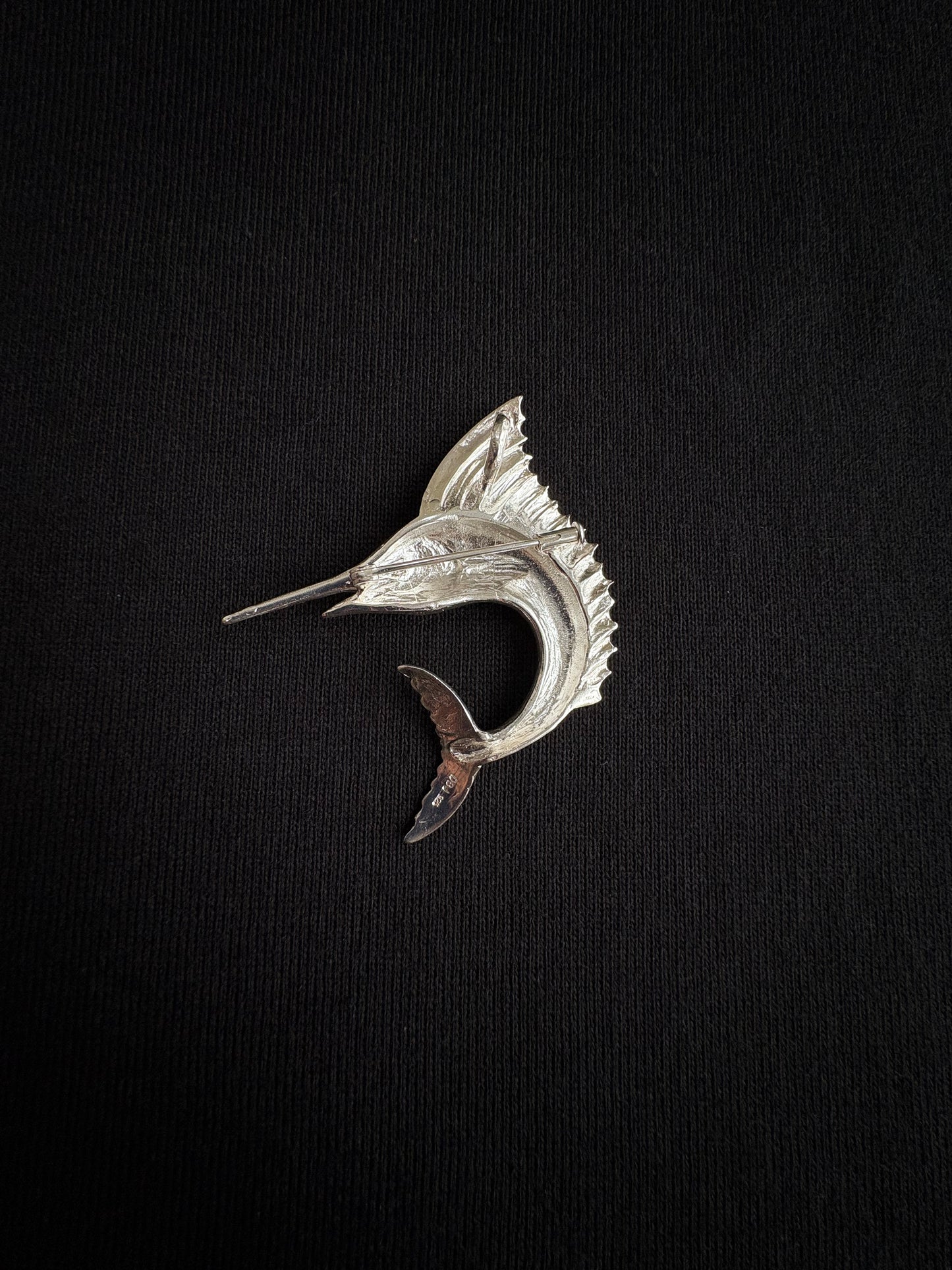 S925 Silver Sri Lankan Sapphire Sailfish Brooch, Pendant