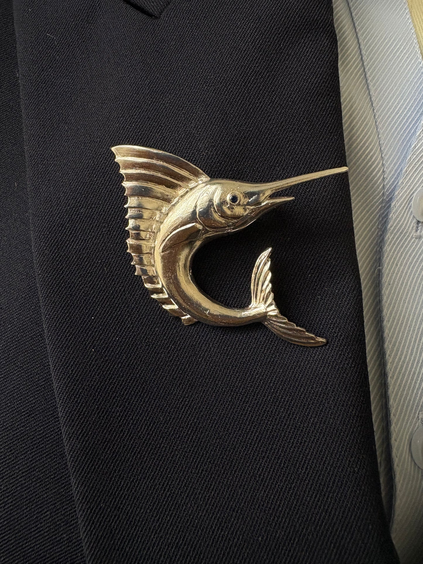 S925 Silver Sri Lankan Sapphire Sailfish Brooch, Pendant