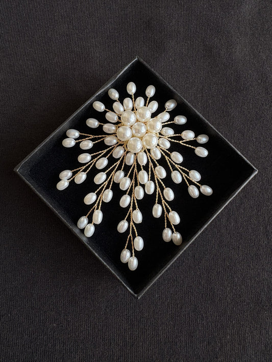 White/Purple Artificial Pearl Brooch