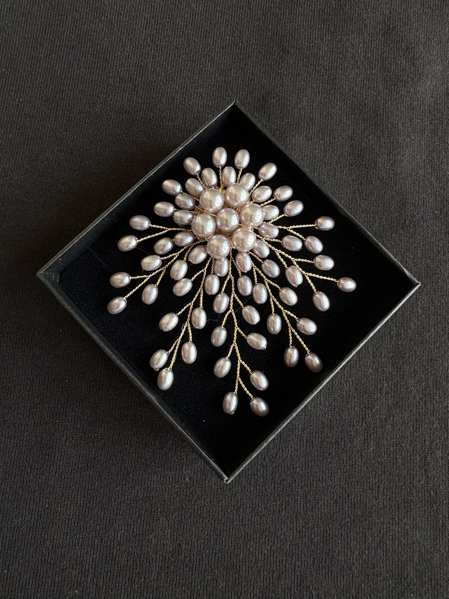 White/Purple Artificial Pearl Brooch