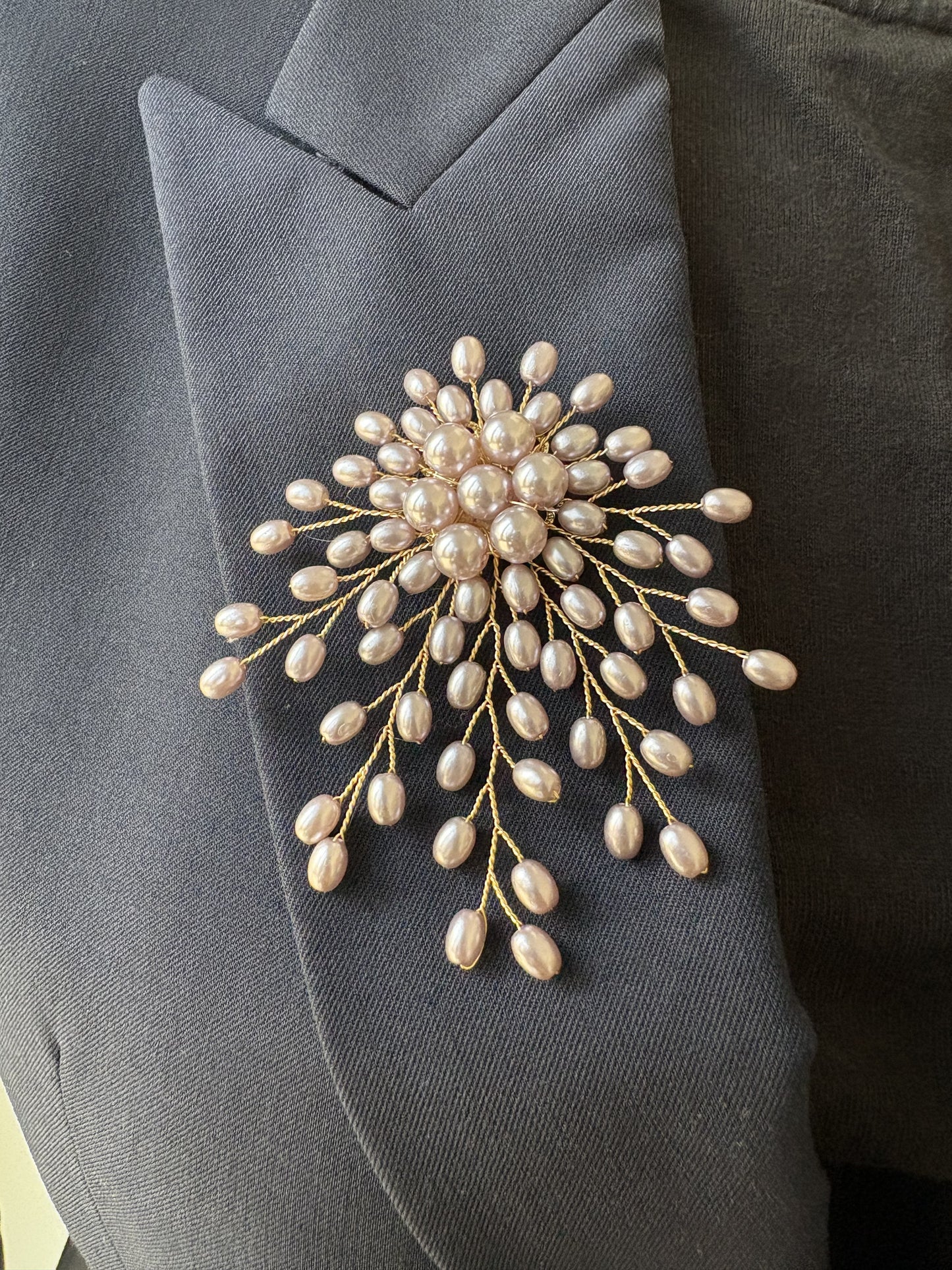 White/Purple Artificial Pearl Brooch
