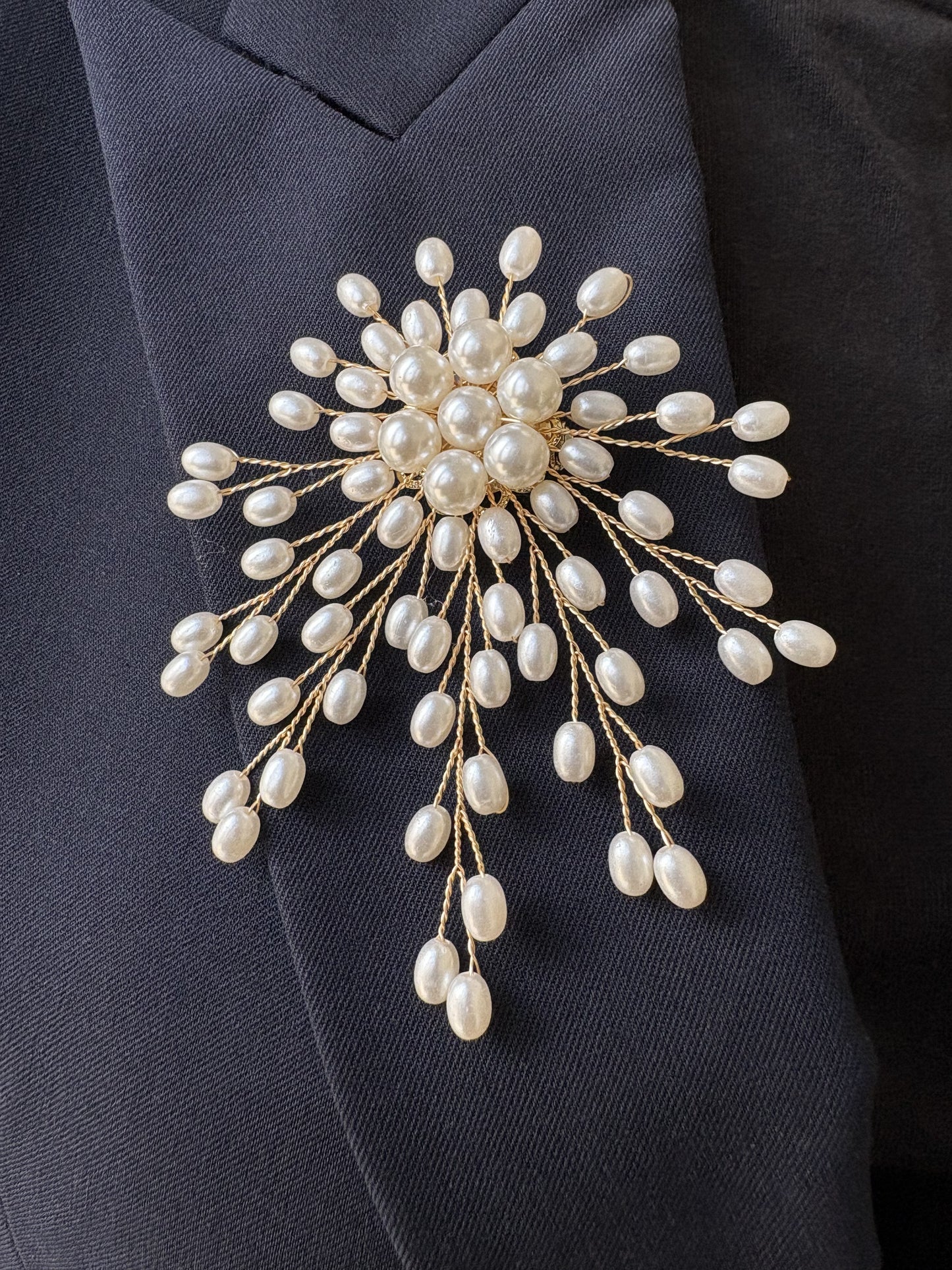 White/Purple Artificial Pearl Brooch