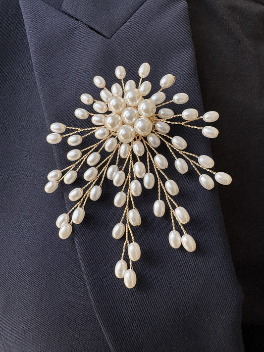 White/Purple Artificial Pearl Brooch