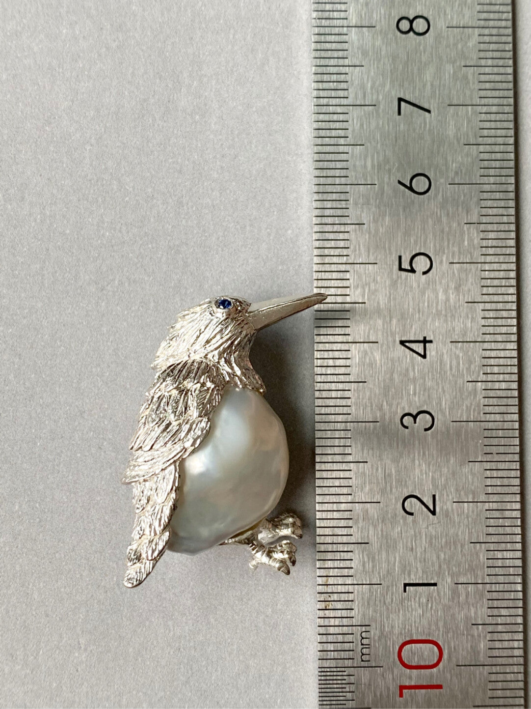Sterling Silver White Freshwater Baroque Pearl Bird Brooch, Pendant（one of a kind piece in the world）