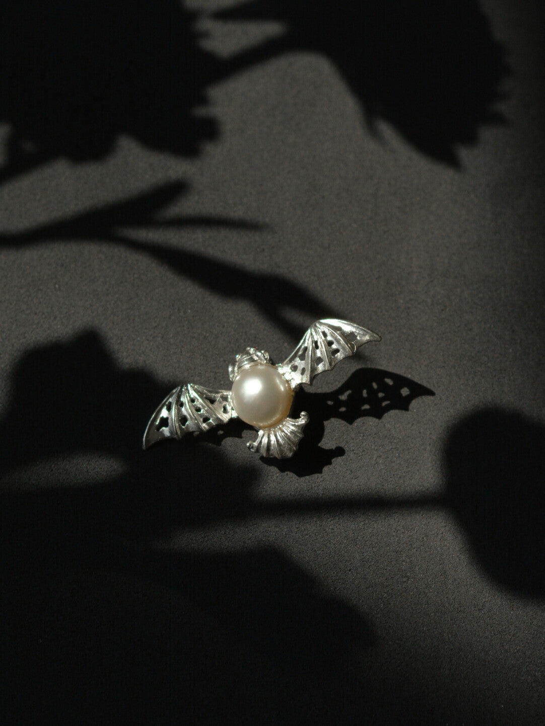 Sterling Silver White Freshwater Baroque Pearl Mozambique Ruby Bat Brooch, Pendant（one of a kind piece in the world）