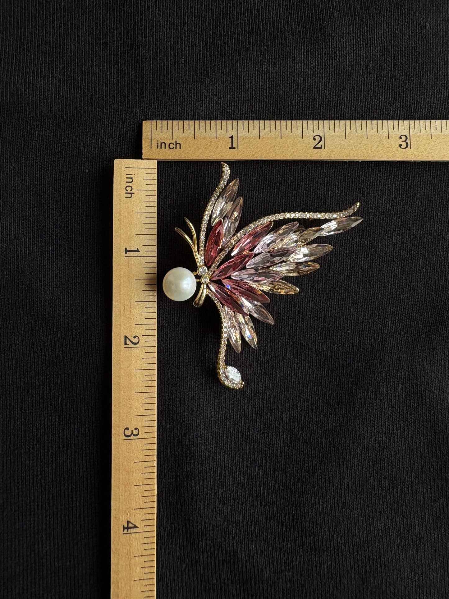 Freshwater pearl red/blue butterfly brooch pendant