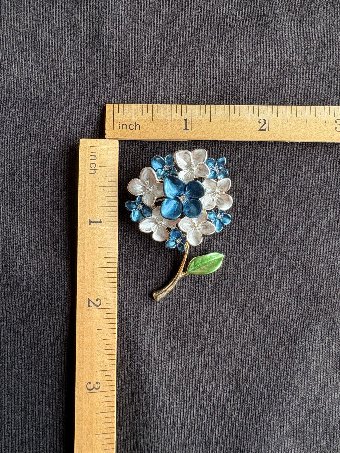 Enamel purple/blue hydrangea brooch pendant