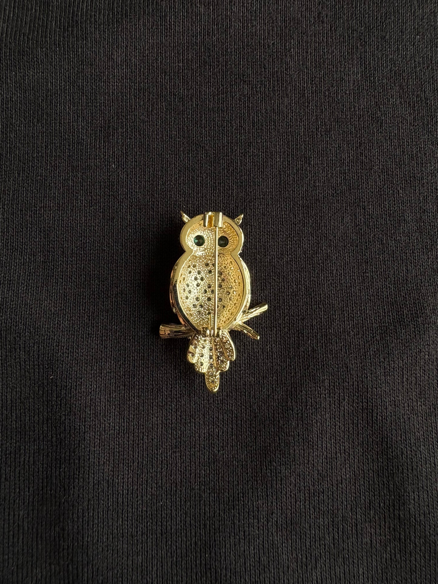 Gold Emerald Owl Brooch Pendant