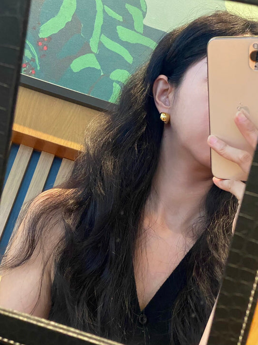 Gold/silver square studs earrings