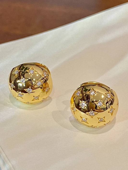 Gold/silver ball studs earrings