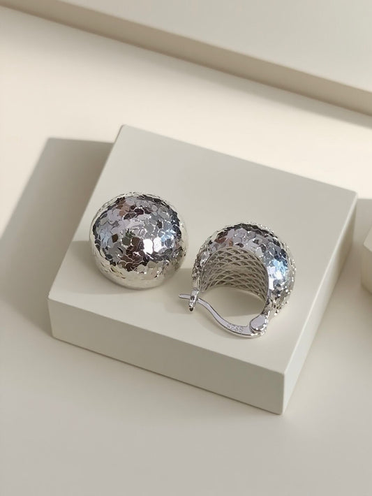 Crafted sterling silver starlight ball studs earrings，gift for her，anniversary gift，birthday gift，gift for girlfriend，gift for mom/grandma