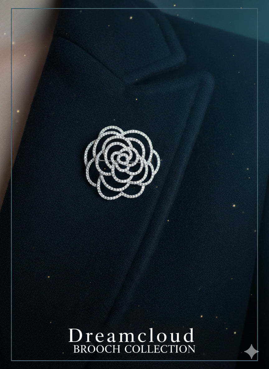 5.0 carats lab grown diamond s925 silver camellia brooch Pendant