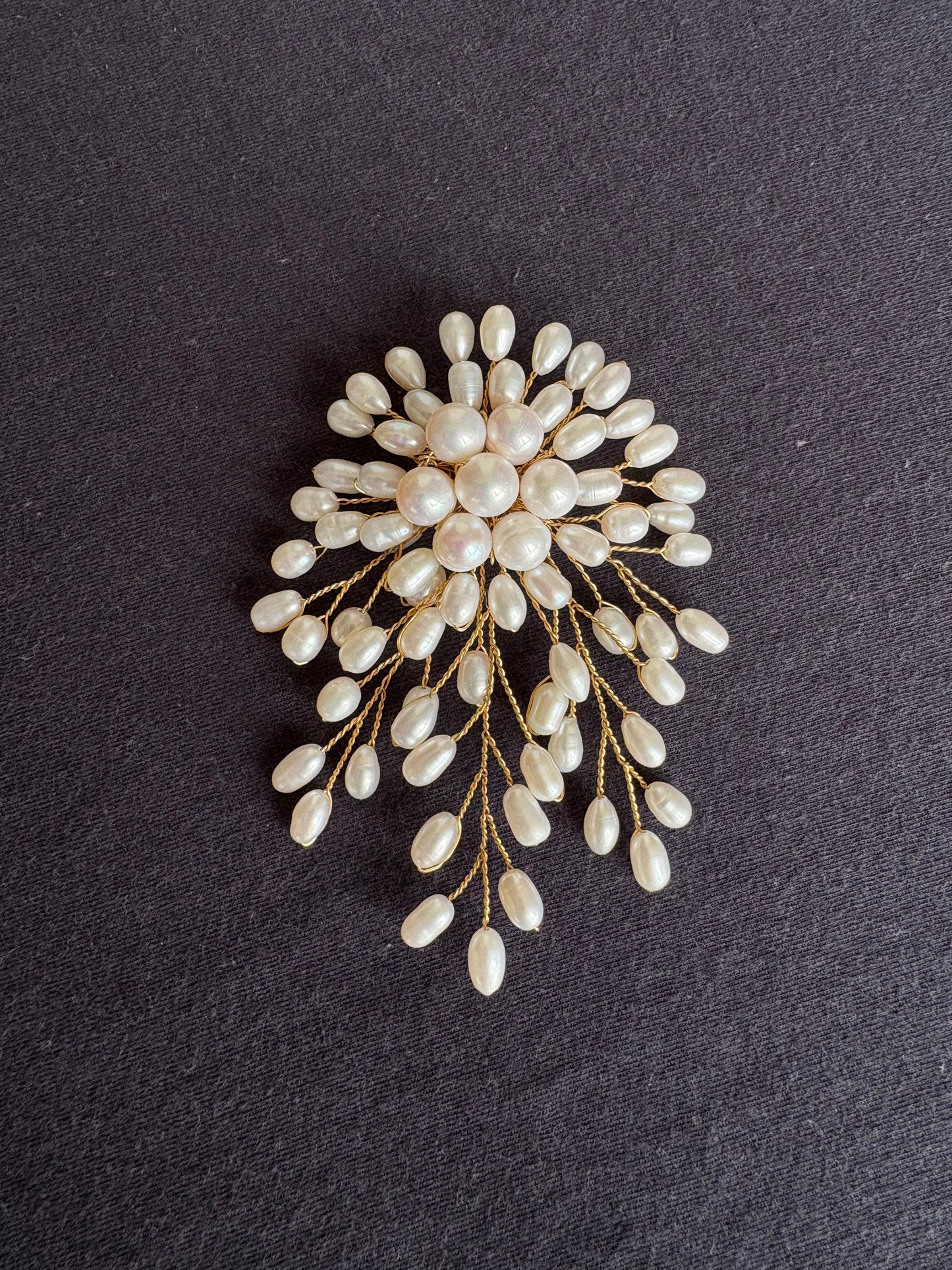 White Freshwater Pearl Flower Brooch Pendant