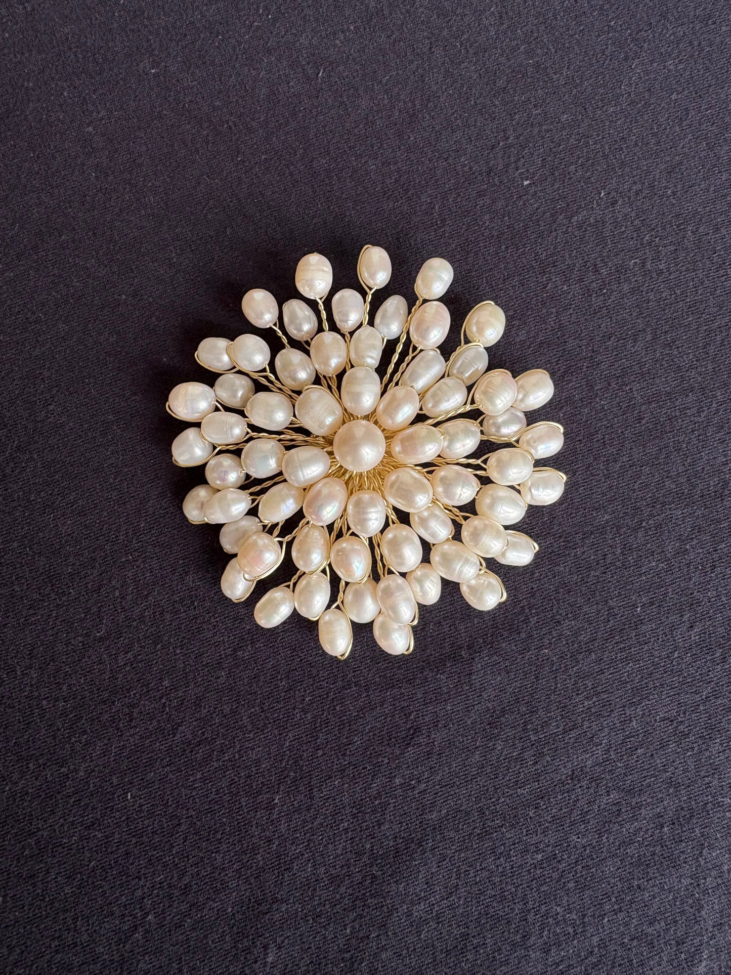 White Freshwater Pearl Fireworks Brooch Pendant