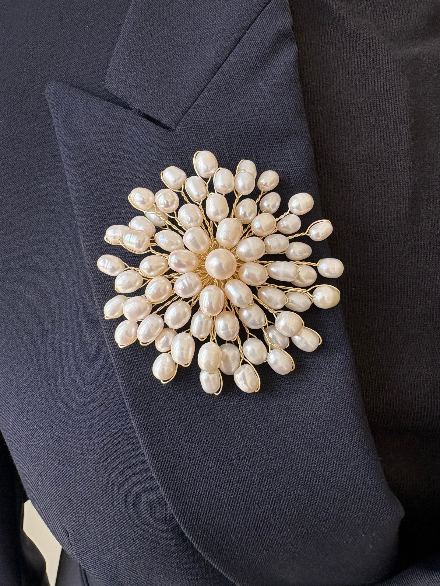 White Freshwater Pearl Fireworks Brooch Pendant