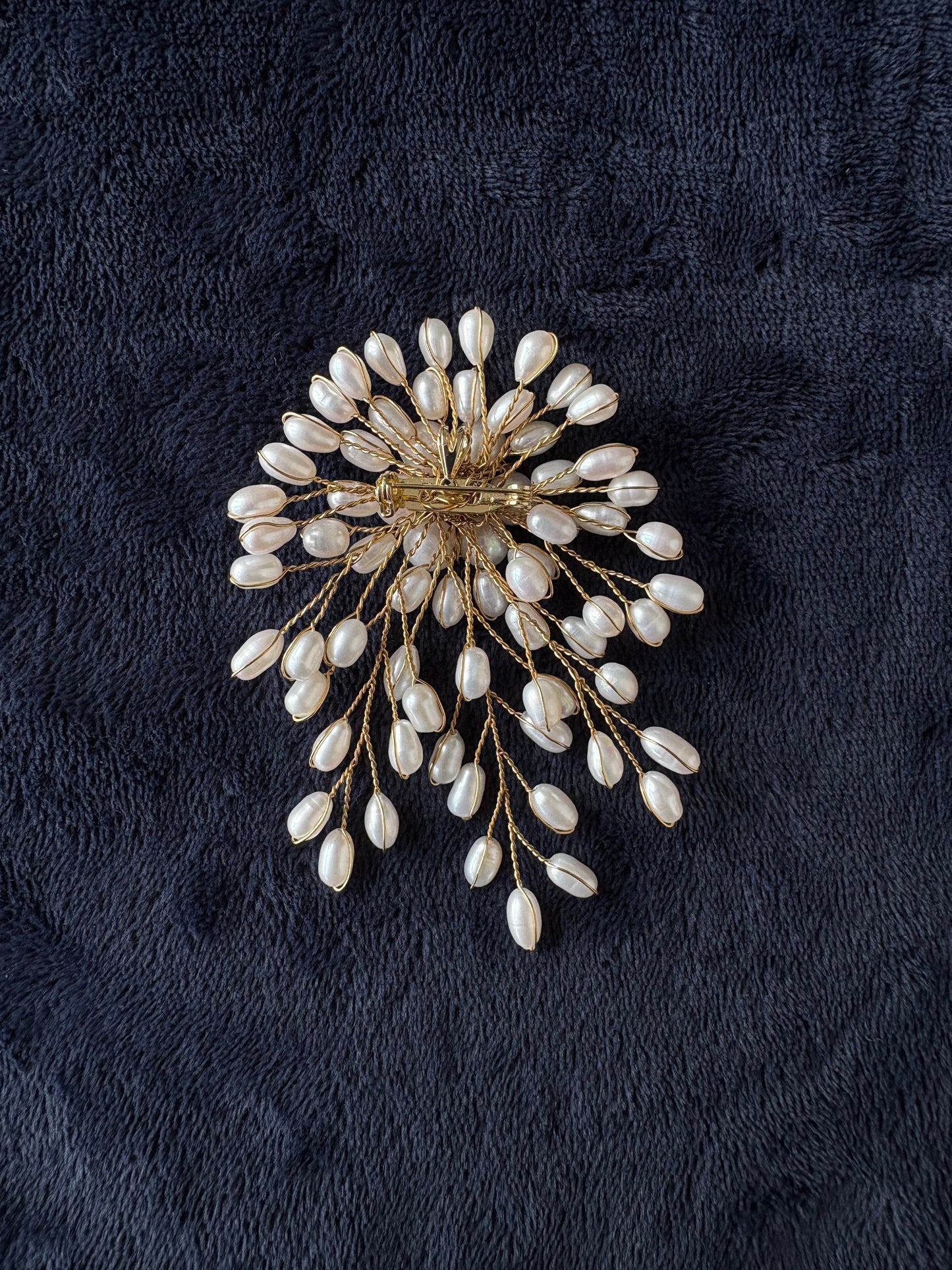White Freshwater Pearl Flower Brooch Pendant