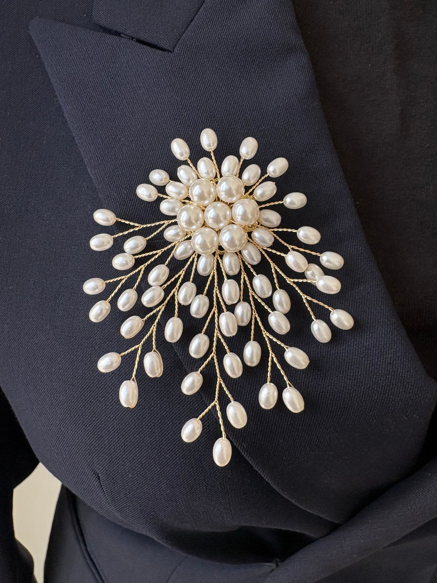 White Artificial Pearl Flower Brooch (Free Gift)