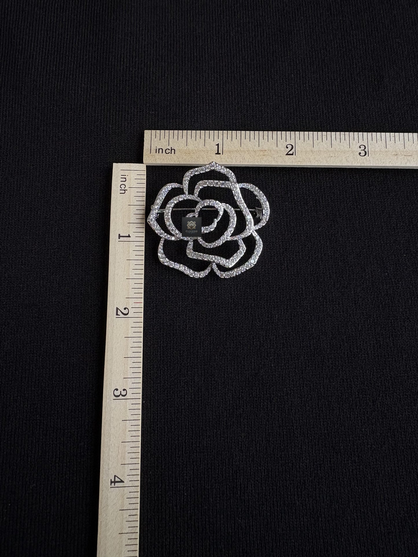 Gold/Silver diamond camellia brooch Pendant