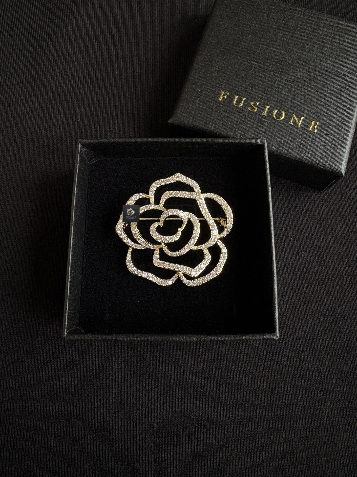 Gold/Silver diamond camellia brooch Pendant