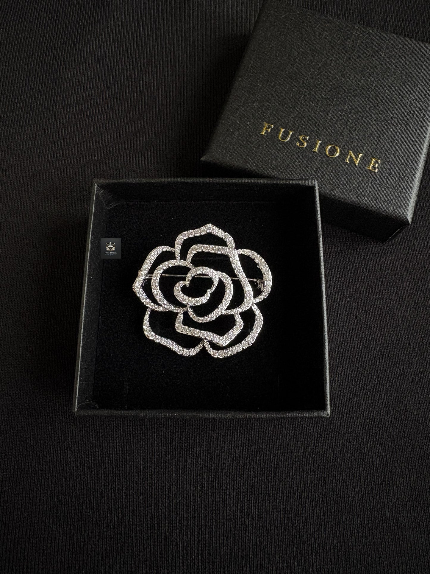 Gold/Silver diamond camellia brooch Pendant