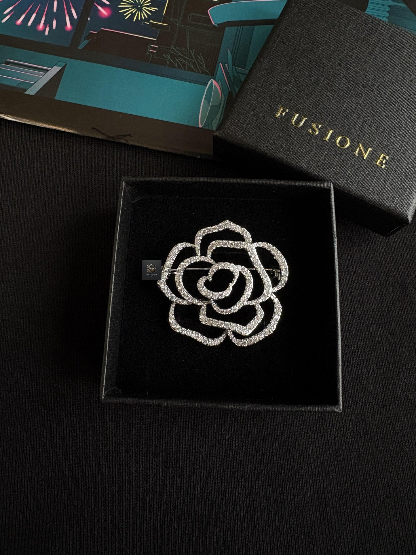 Gold/Silver diamond camellia brooch Pendant